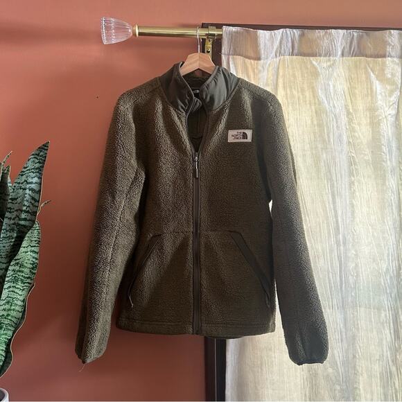 The North Face Campshire Full Zip Sherpa Fleece Burnt Olive Green Men’s Size S - Picture 1 of 6